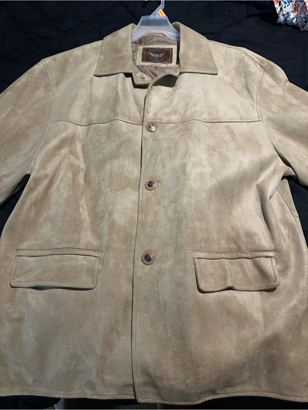 Emporio EGA Men's Suede Button-Front Jacket - Tan